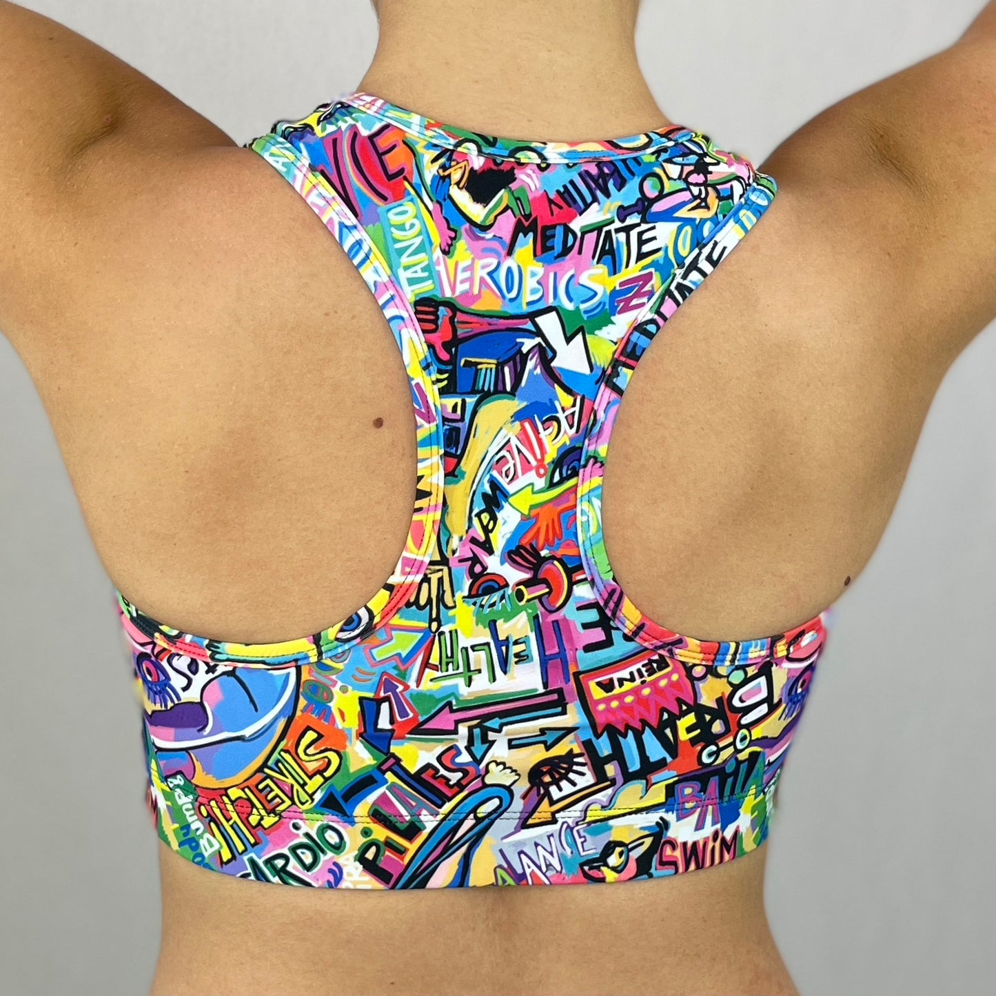 Ethical Sports Bra Art2Go Doodlz by Monique Baques back