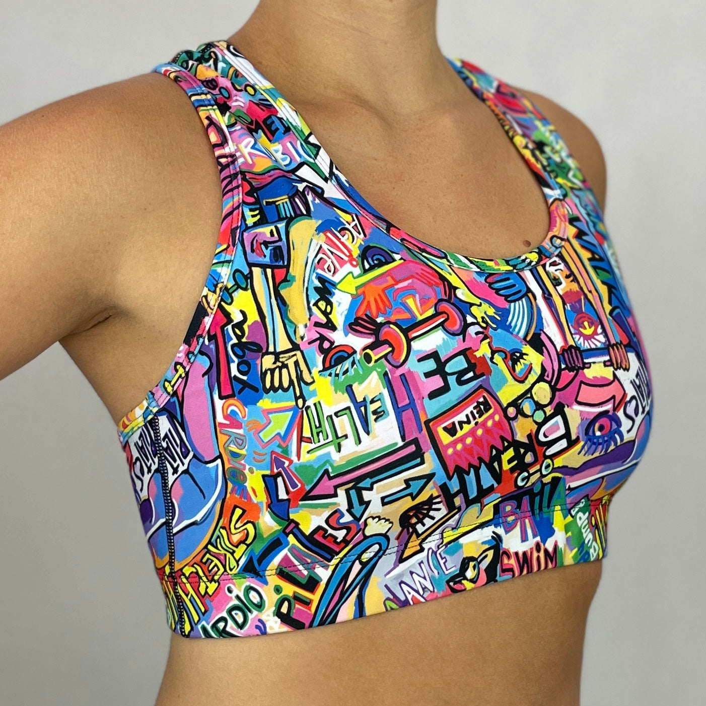 Ethical Sports Bra Art2Go Doodlz by Monique Baques side