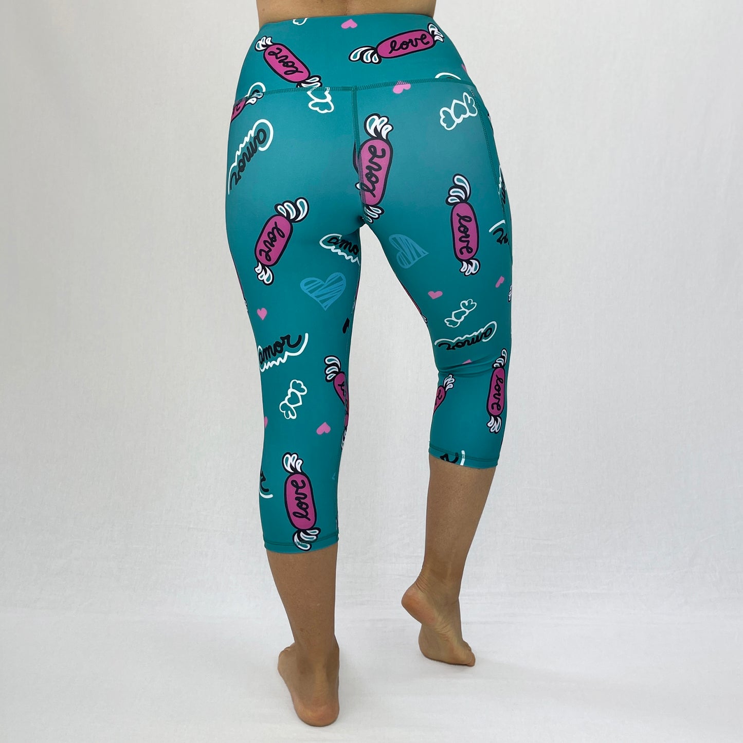 Ethical High Waisted 3/4 length Leggings Oda in Love by Monique Baqués back