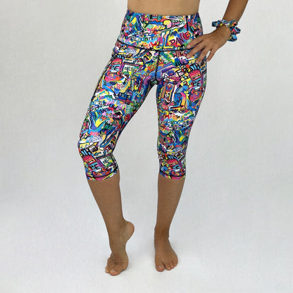 Doodlz by Art2Go 3/4 high waisted ethical leggings front