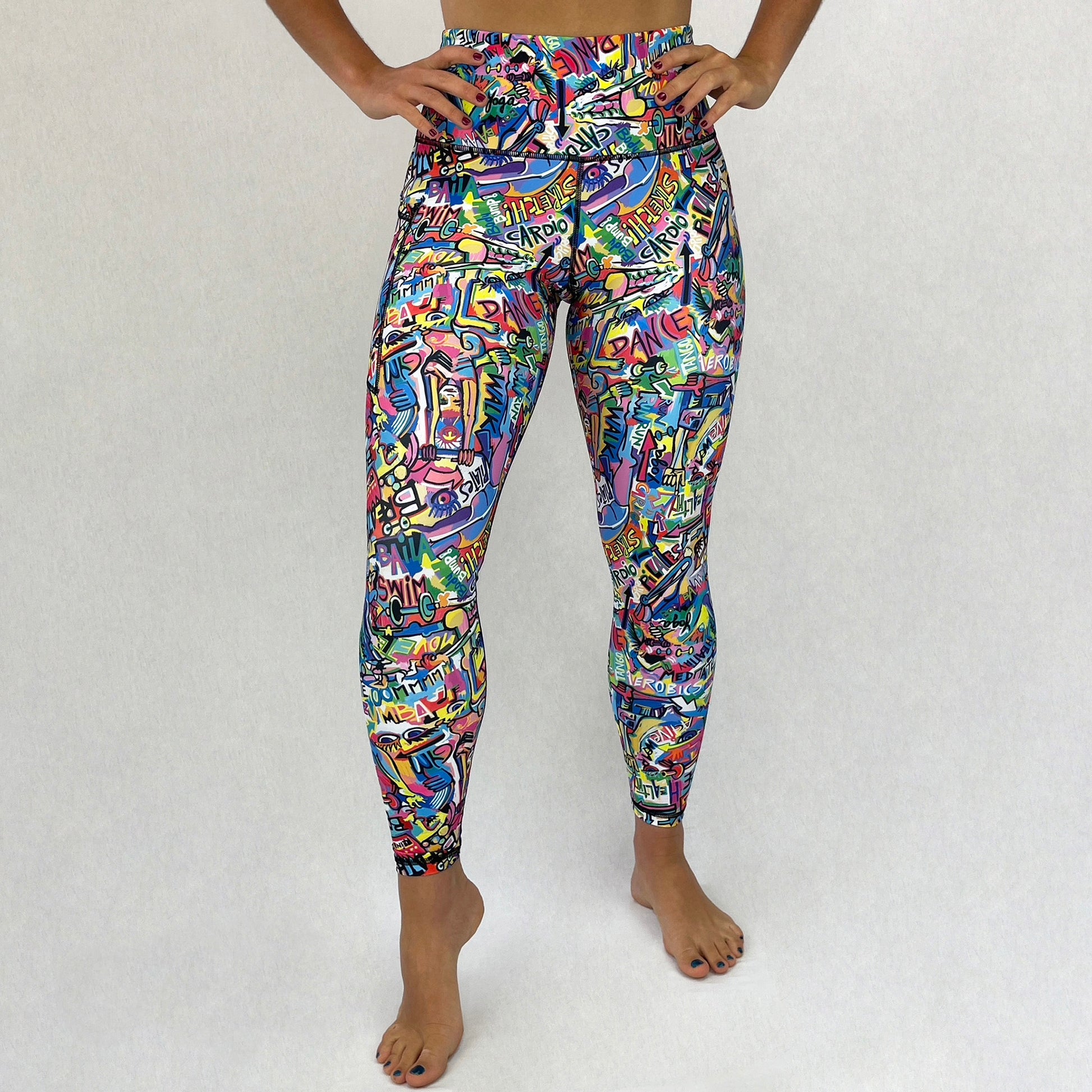 Ethical High Waisted Leggings Art2Go Doodlz by Monique Baques front
