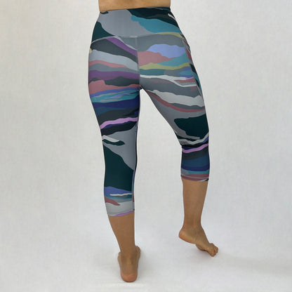 Ethical High Waisted Leggings in Flow design by Monique Baqués back