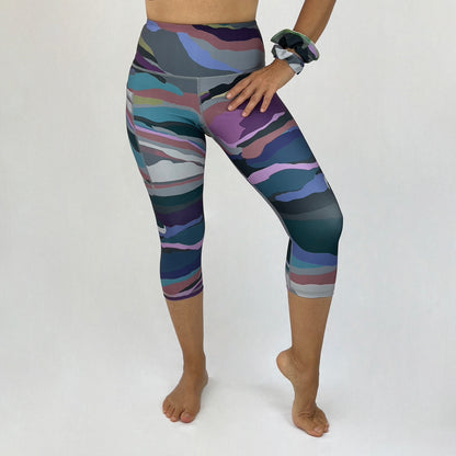 Ethical High Waisted Leggings in Flow design by Monique Baqués front