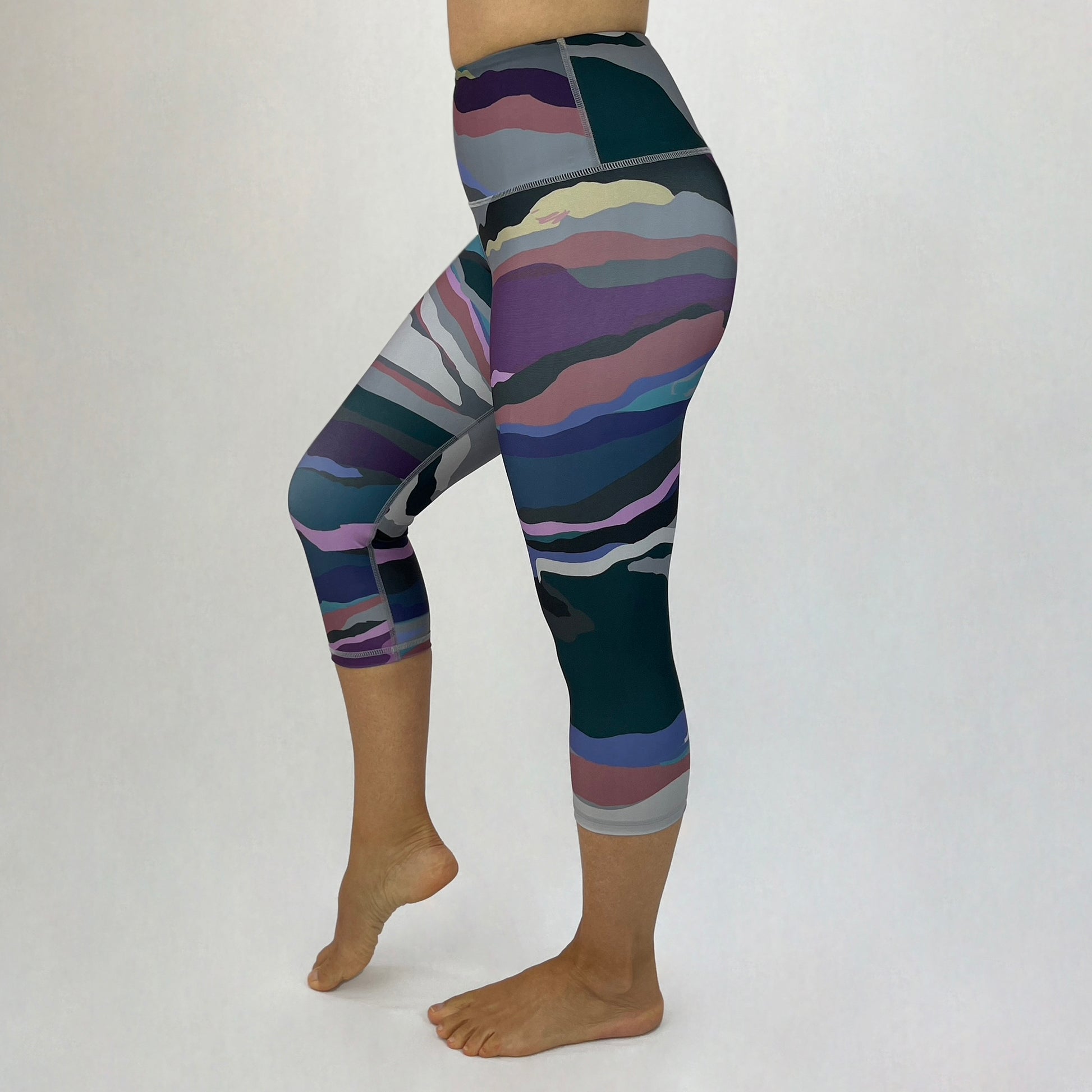 Ethical High Waisted Leggings in Flow design by Monique Baqués side