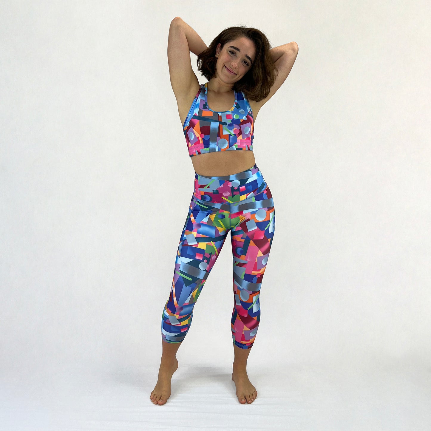 Geo 2022 Ltd 7/8 length leggings by Art2Go Monique Baques on recycled fabric full body
