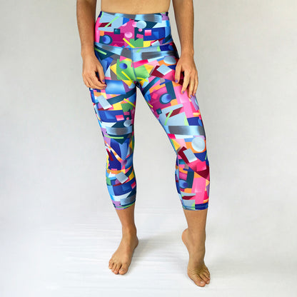 Geo 2022 Ltd 7/8 length leggings by Art2Go Monique Baques on recycled fabric front