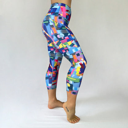 Geo 2022 Ltd 7/8 length leggings by Art2Go Monique Baques on recycled fabric side pocket