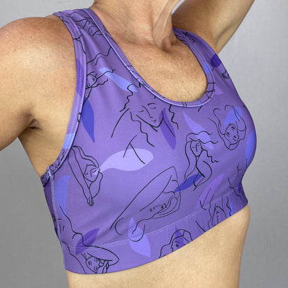 colourful sports bra sustainably made with recycled materials - Lilac Freedom - side