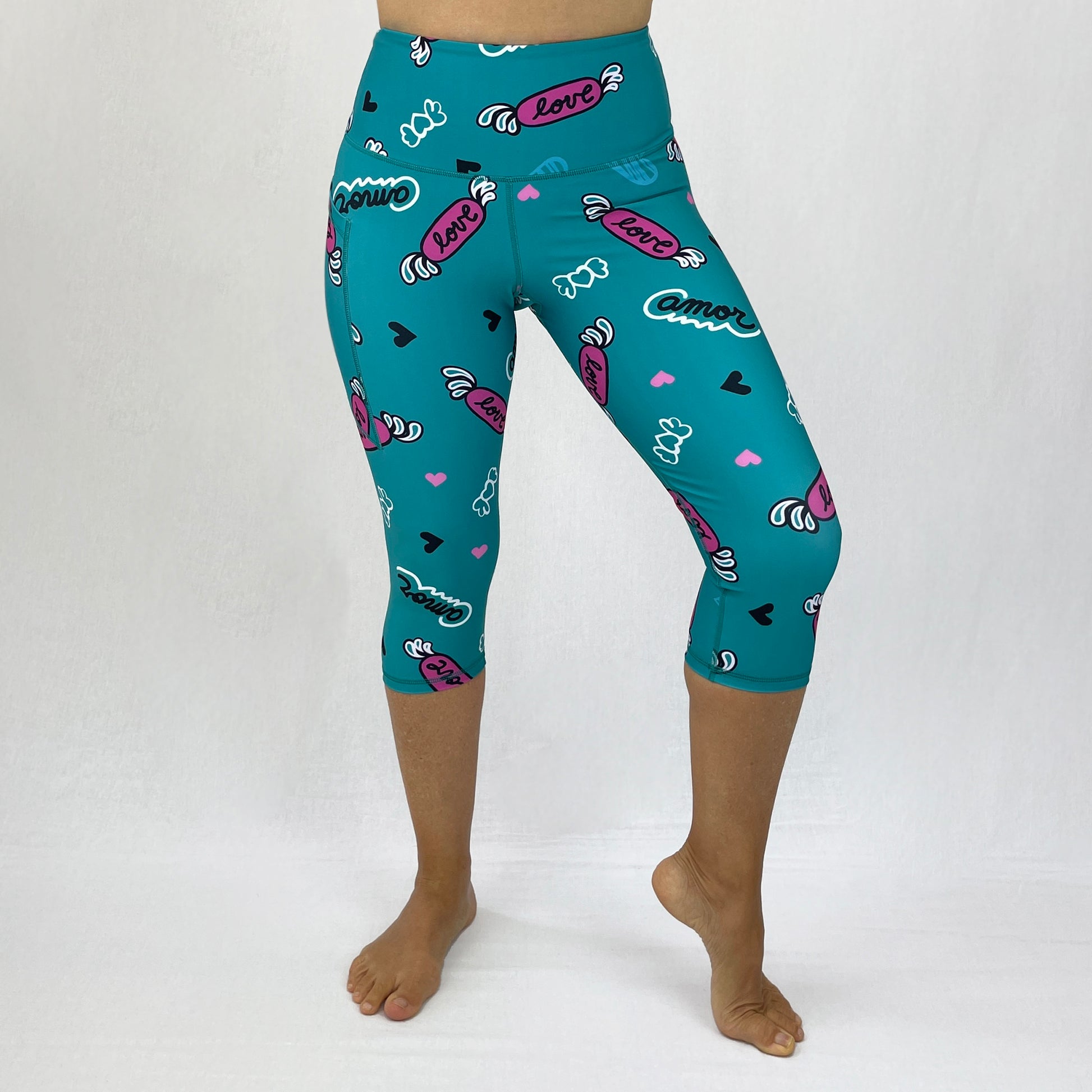 Ethical High Waisted 3/4 length Leggings Oda in Love by Monique Baqués front