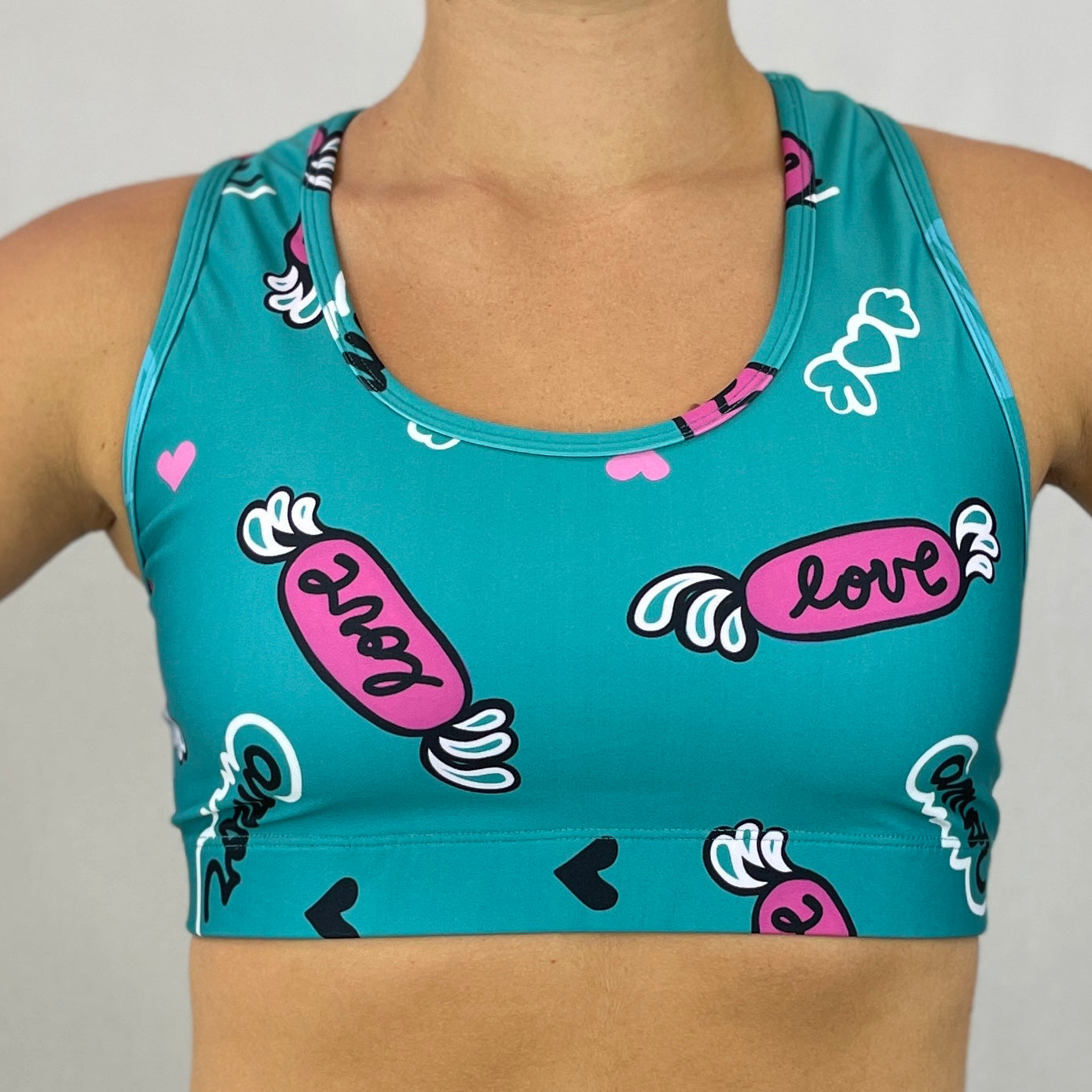 Oda in Love by Monique Baqués Sports Bra made in Australia front