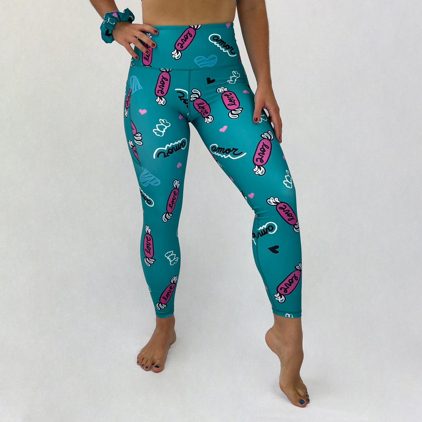 Ethical High Waisted full length Leggings Oda in Love by Monique Baqués front