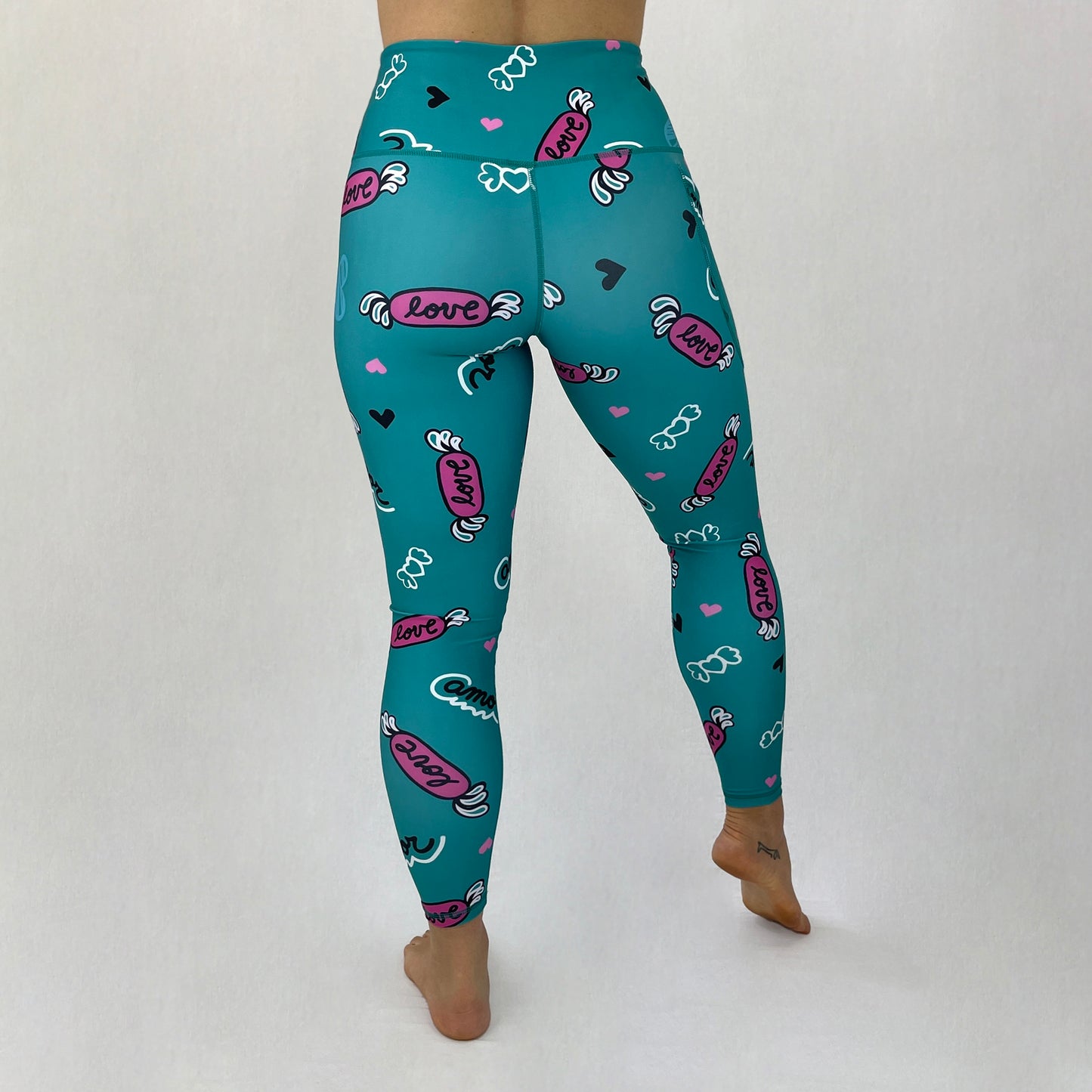 Ethical High Waisted full length Leggings Oda in Love by Monique Baqués back