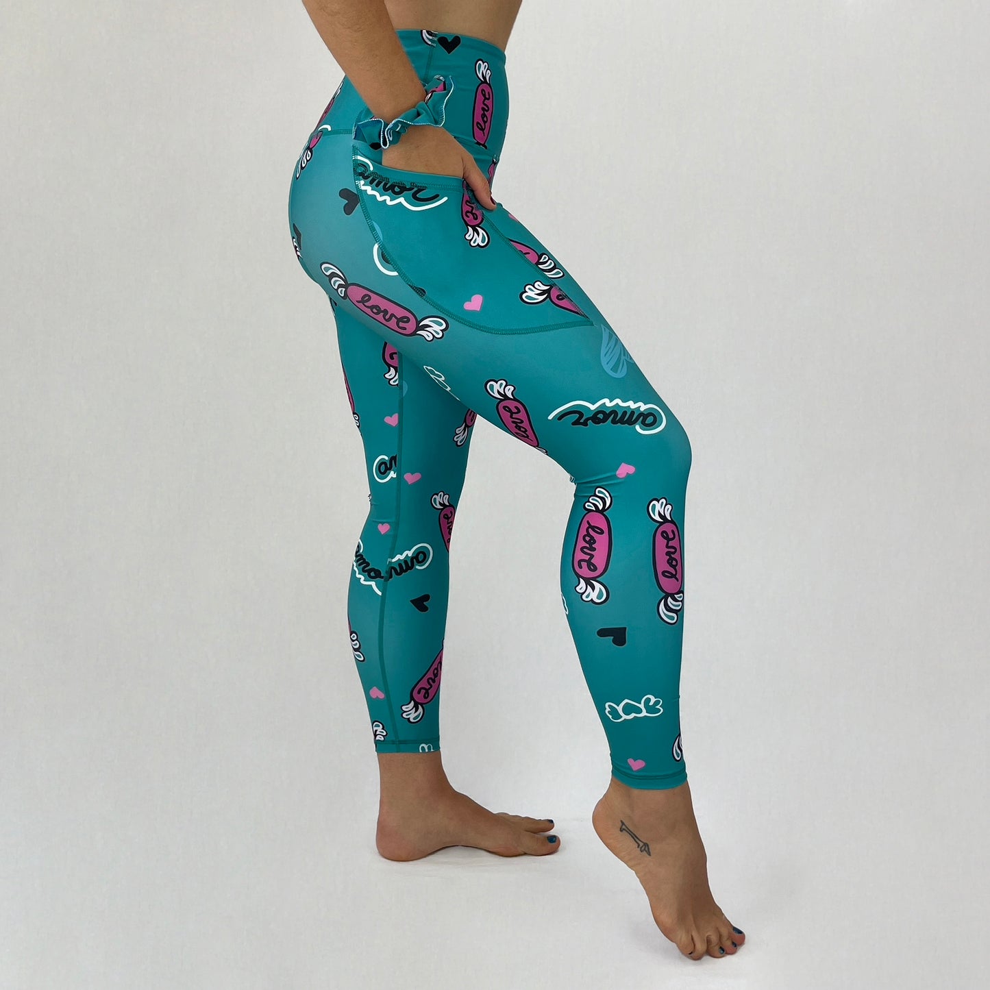 Ethical High Waisted full length Leggings Oda in Love by Monique Baqués side pocket