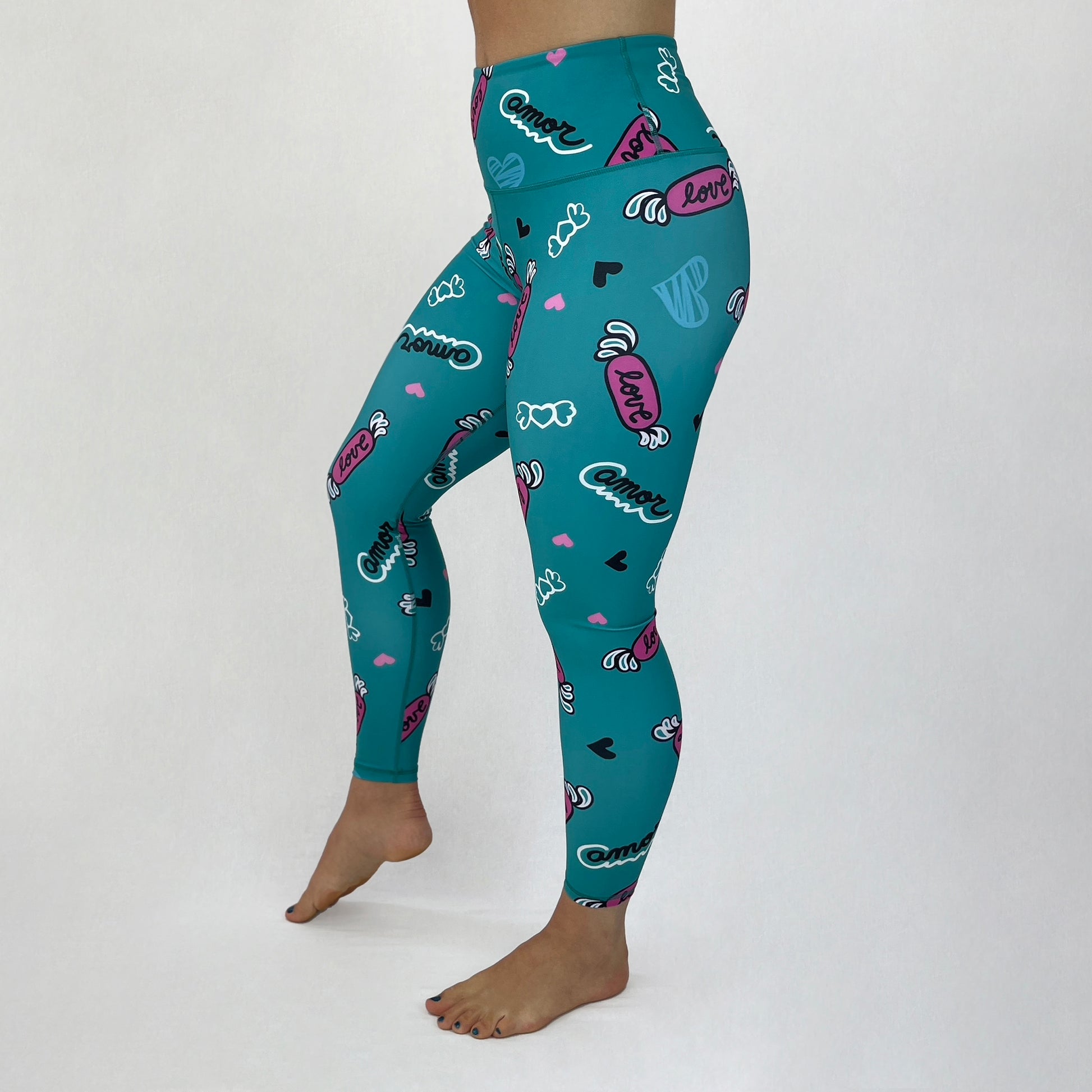 Ethical High Waisted full length Leggings Oda in Love by Monique Baqués side