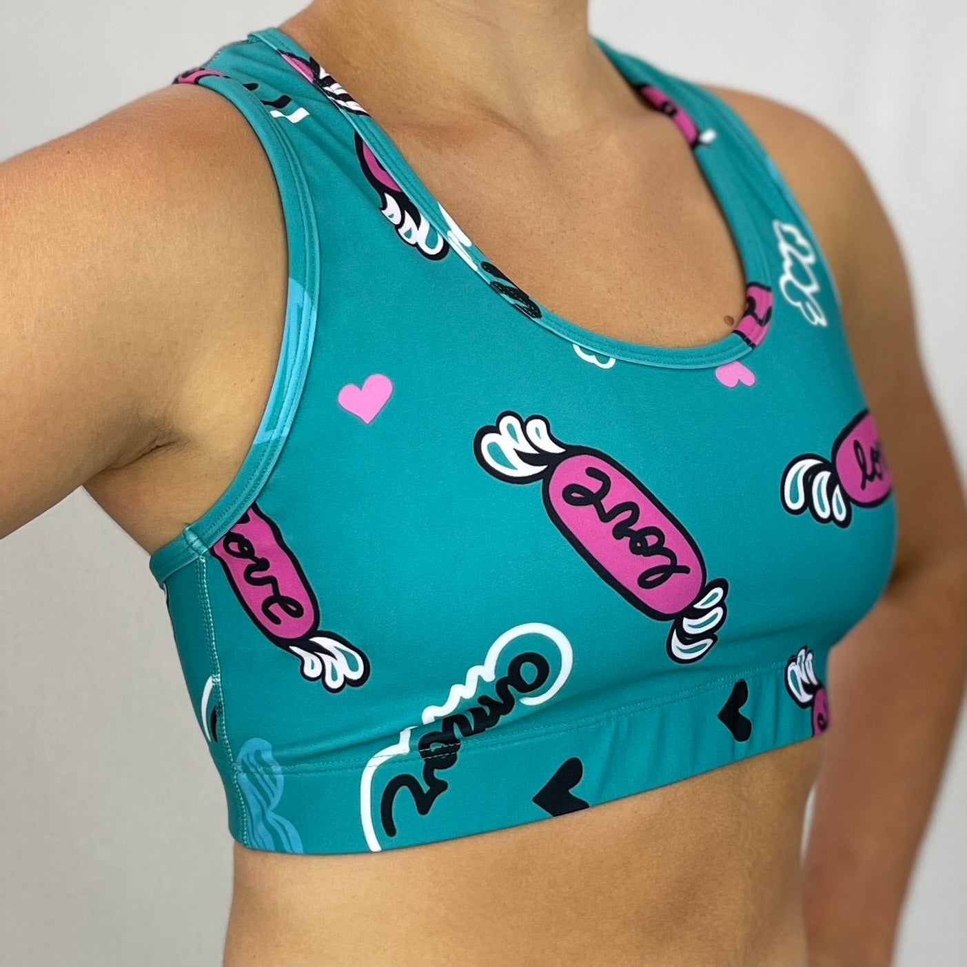 Oda in Love by Monique Baqués Sports Bra made in Australia side