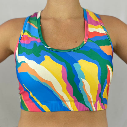 Rainbow sports bra by Monique Baqués front