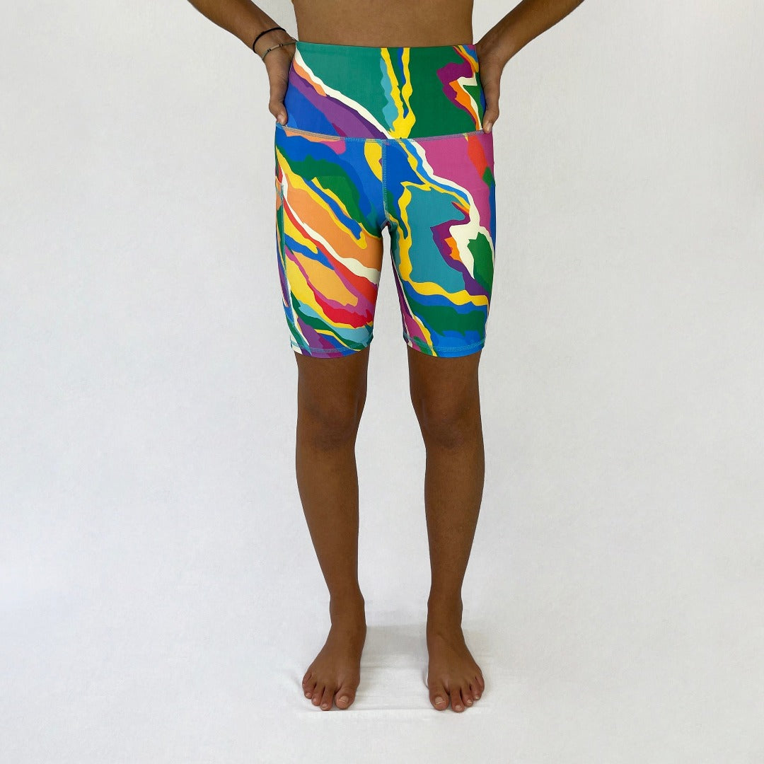 cool bike shorts art2go monique baques rainbow front