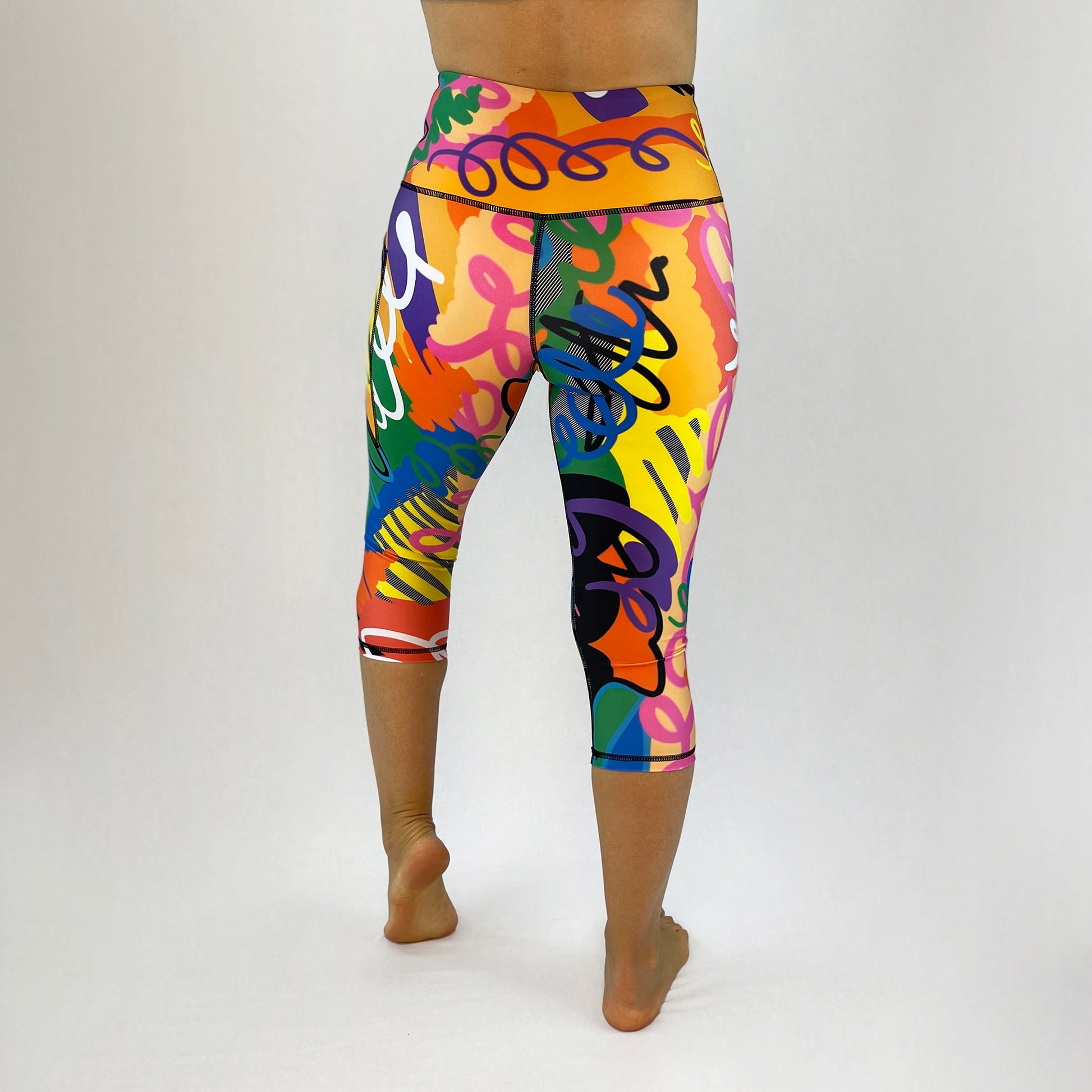 Colourful 3/4 length leggings made in Australia - Venus - back