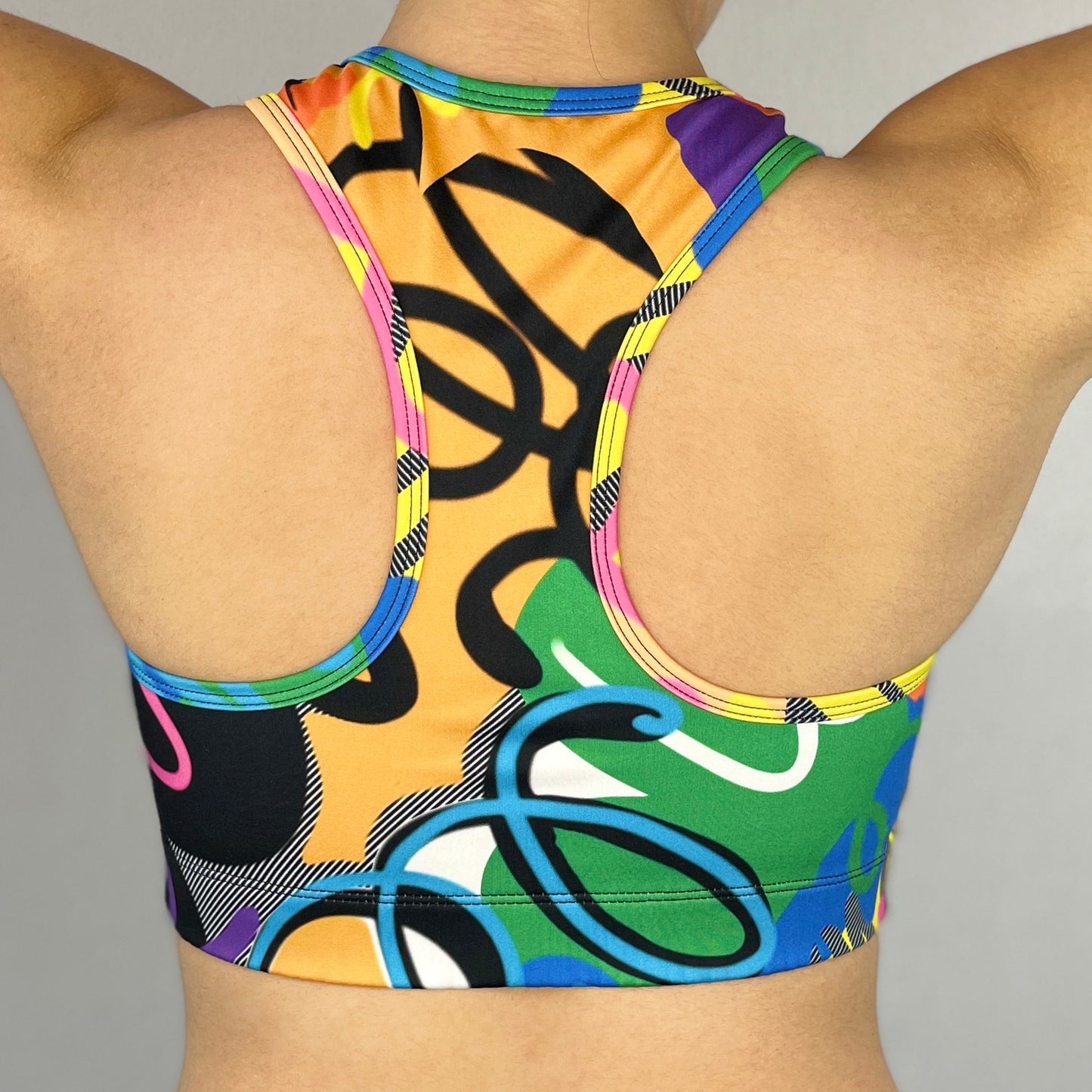 colourful sports bra made sustainably from recycled materials - Venus - back