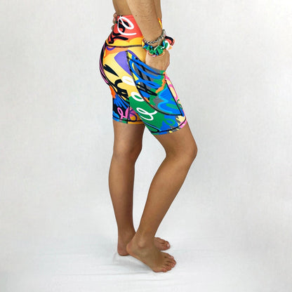 trendy bike shorts in recycled fabric made in Australia - Venus - side pocket