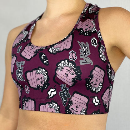 colourful sports bra made sustainably from recycled materials - Purple, the kiss