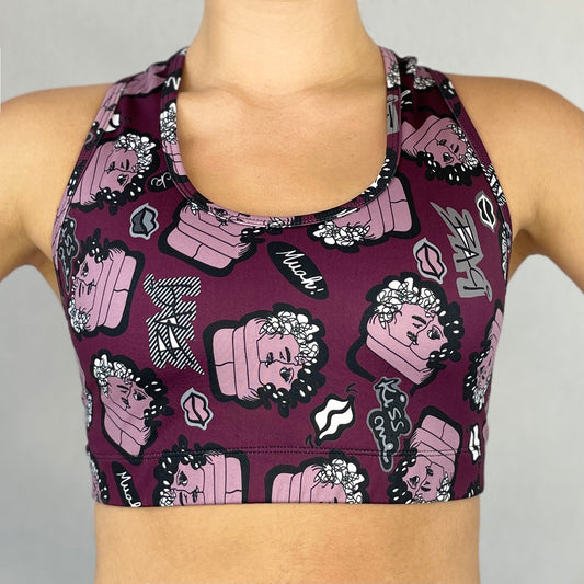 colourful sports bra made sustainably from recycled materials - Purple, the kiss