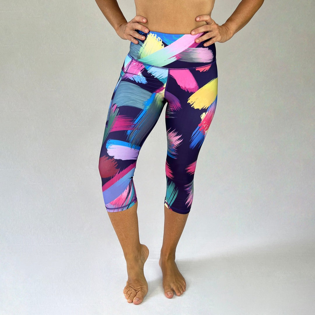 Brushstrokes 2022 Ltd Design 3/4 length sustainable leggings by Monique Baques