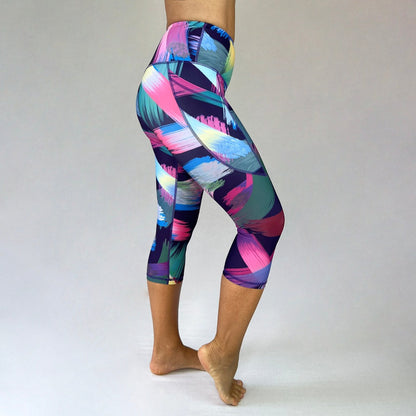 Brushstrokes 2022 Ltd Design 3/4 length sustainable leggings by Monique Baques