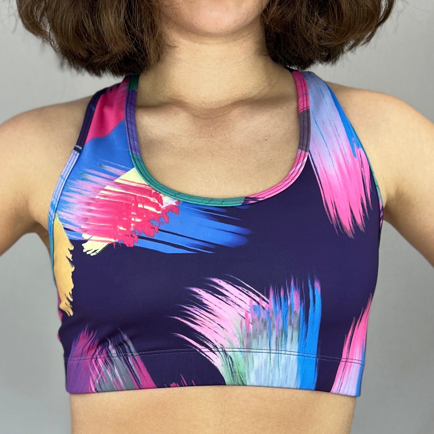 Brushstrokes 2022 Ltd design sports bra art2go monique baques sustainable activewear