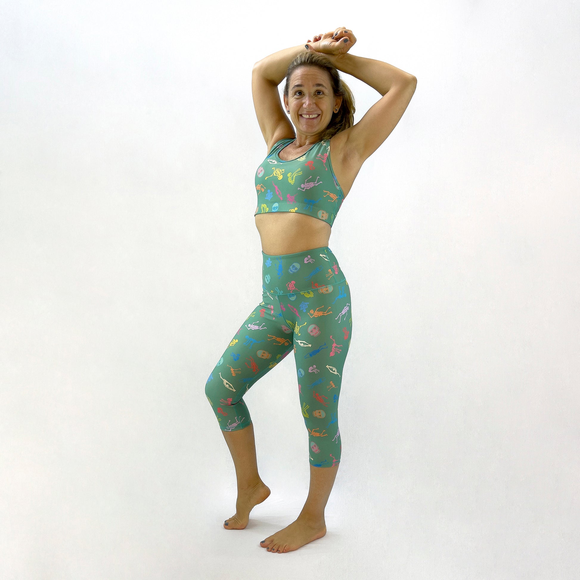 colourful sports bra sustainably made with recycled materials - Alive! full body shot