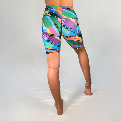 Back view of bike shorts with pocket in Spark design by Art2Go Monique Baques