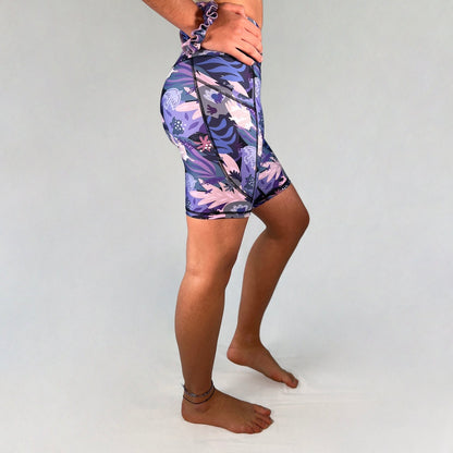 Side view of bike shorts with pocket in Paloma design by Art2Go Monique Baques
